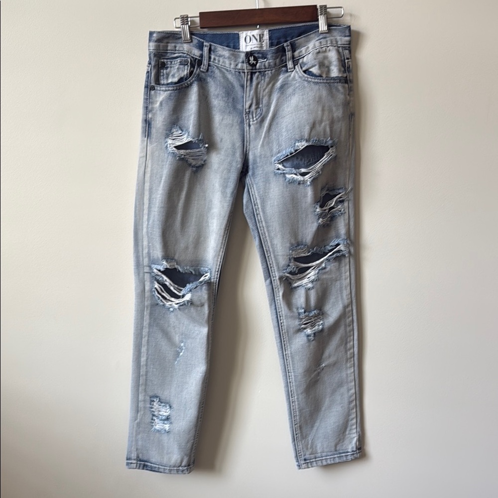 One Teaspoon Distressed Light Blue Jeans